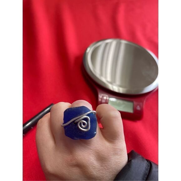 Sea Glass Spiral Ring Size 6 - Picture 2 of 8